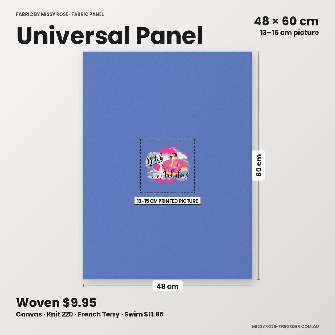 Profanity Fabric Panel 07 universal panel sizing – 13–15 cm printed picture on 48 × 60 cm fabric | Fabric by Missy Rose