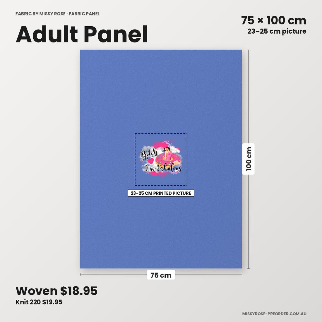 Profanity Fabric Panel 07 adult panel sizing – 23–25 cm printed picture on 75 × 100 cm fabric | Fabric by Missy Rose