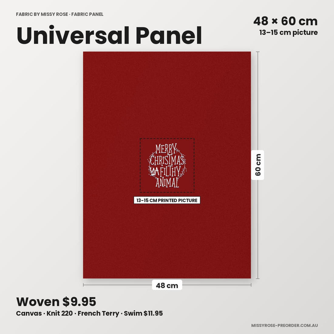 Profanity Fabric Panel 101 universal panel sizing – 13–15 cm printed picture on 48 × 60 cm fabric | Fabric by Missy Rose