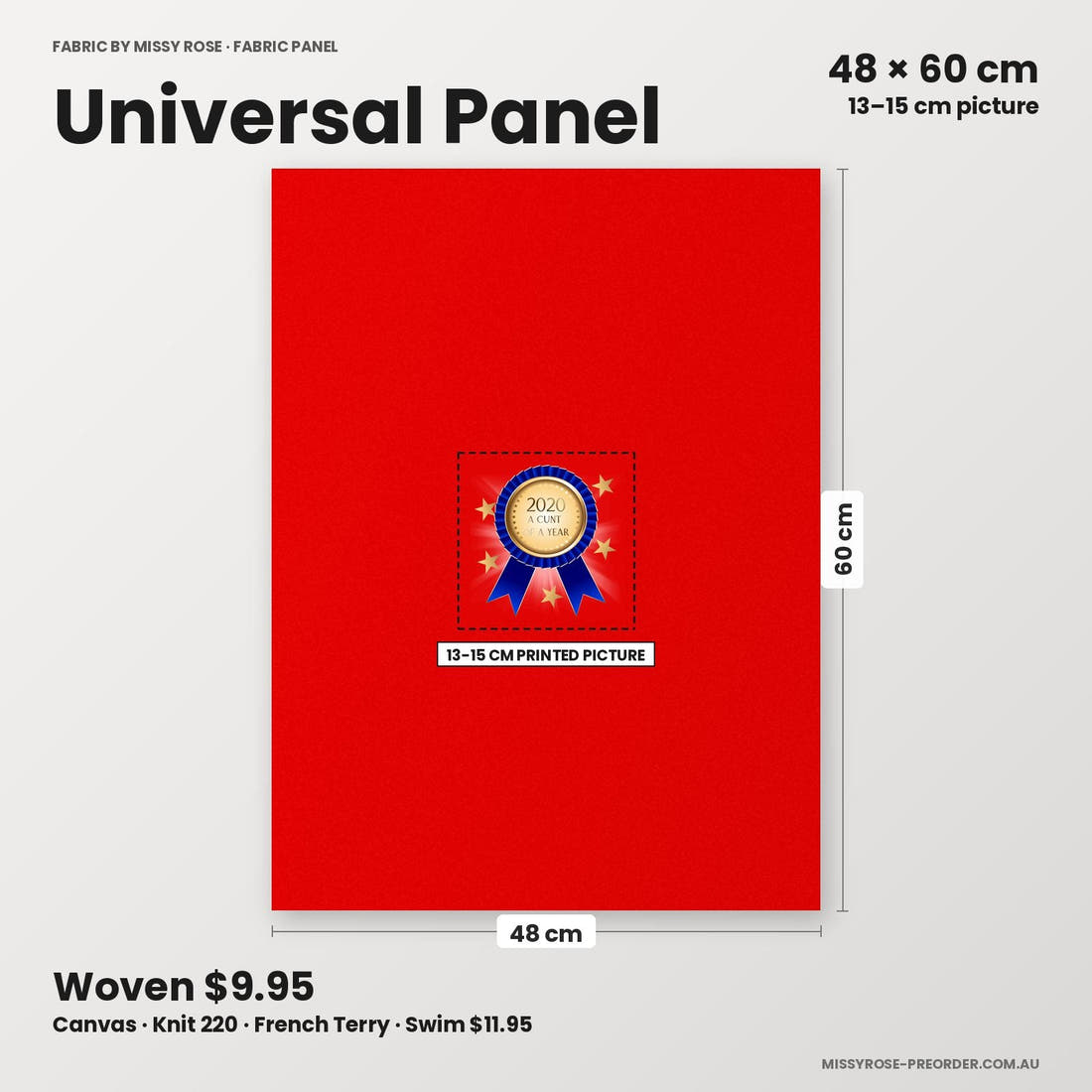 Profanity Fabric Panel 102 universal panel sizing – 13–15 cm printed picture on 48 × 60 cm fabric | Fabric by Missy Rose