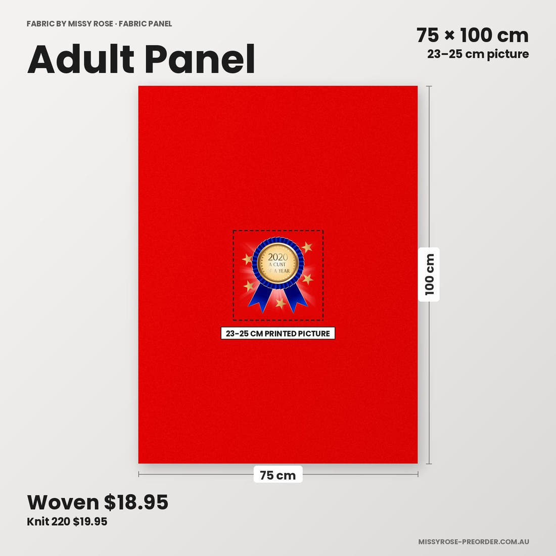 Profanity Fabric Panel 102 adult panel sizing – 23–25 cm printed picture on 75 × 100 cm fabric | Fabric by Missy Rose