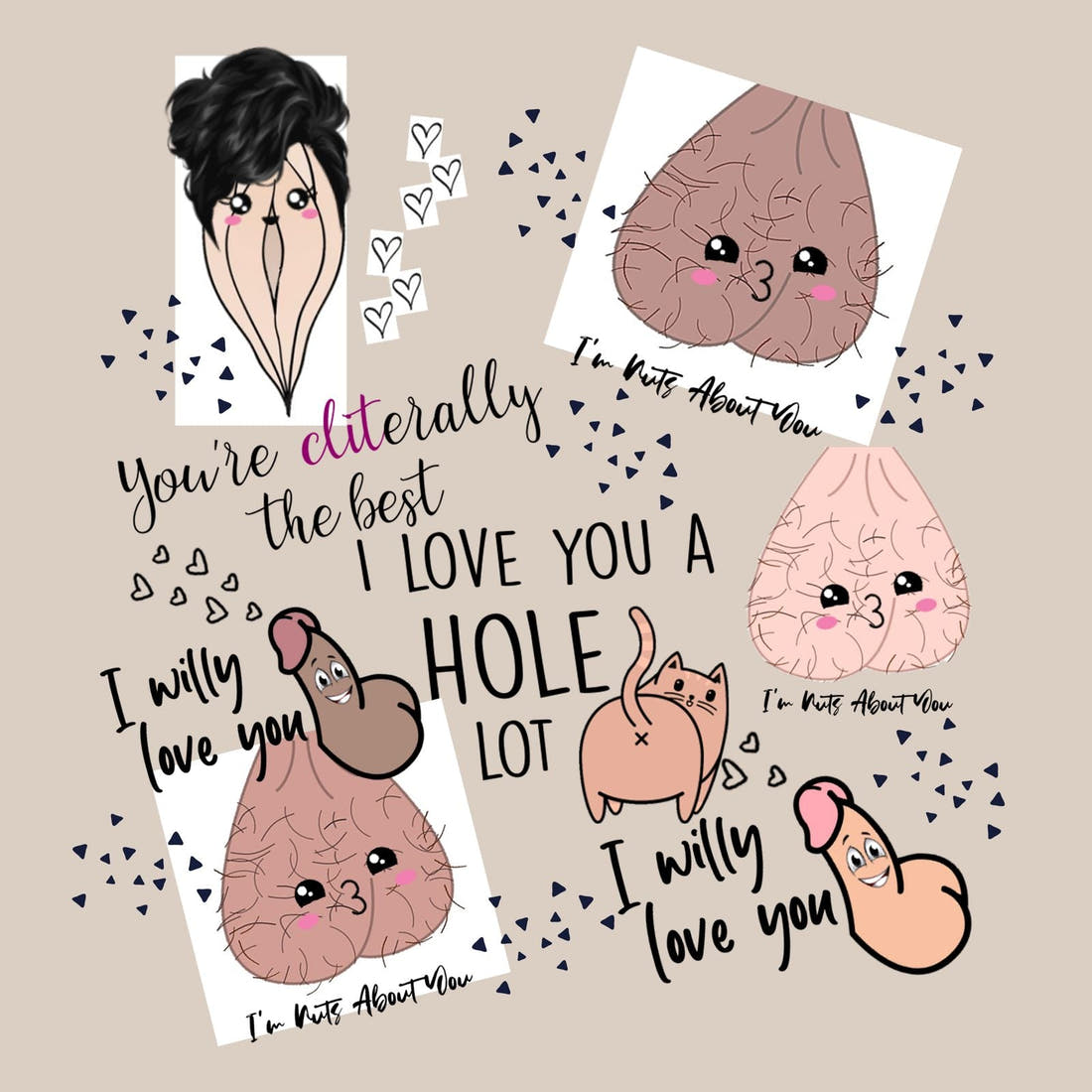 Profanity Fabric Panel 104 – full artwork close-up of the printed picture | Fabric by Missy Rose