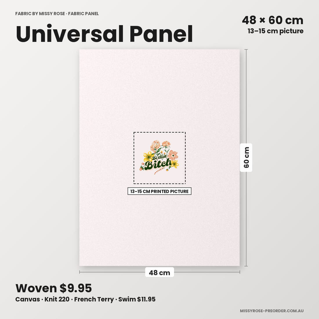 Profanity Fabric Panel 107 universal panel sizing – 13–15 cm printed picture on 48 × 60 cm fabric | Fabric by Missy Rose