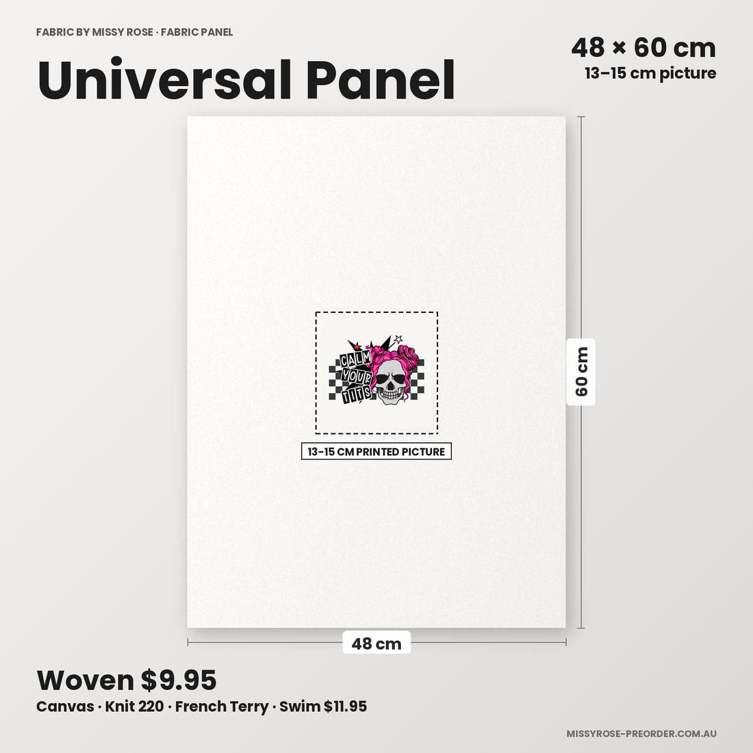 Profanity Fabric Panel 11 universal panel sizing – 13–15 cm printed picture on 48 × 60 cm fabric | Fabric by Missy Rose
