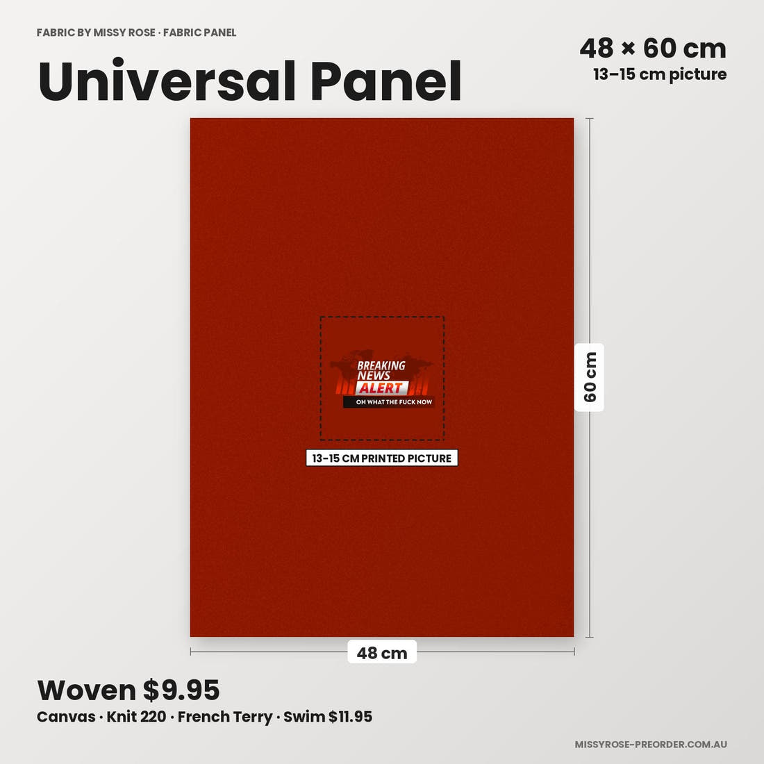 Profanity Fabric Panel 112 universal panel sizing – 13–15 cm printed picture on 48 × 60 cm fabric | Fabric by Missy Rose
