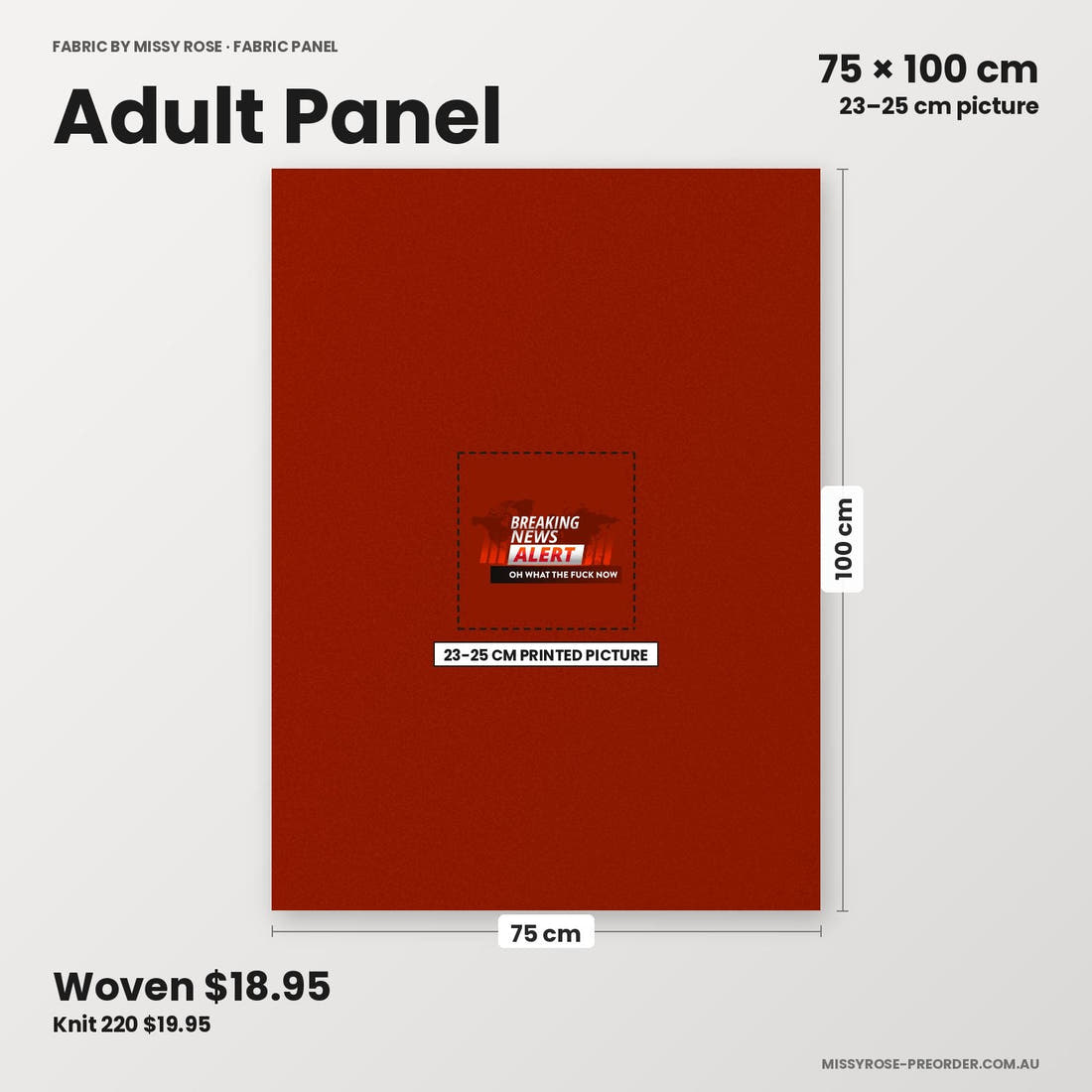 Profanity Fabric Panel 112 adult panel sizing – 23–25 cm printed picture on 75 × 100 cm fabric | Fabric by Missy Rose