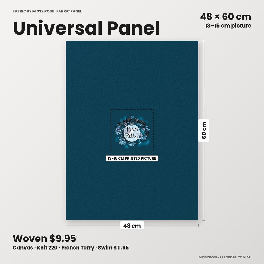 Profanity Fabric Panel 113 universal panel sizing – 13–15 cm printed picture on 48 × 60 cm fabric | Fabric by Missy Rose