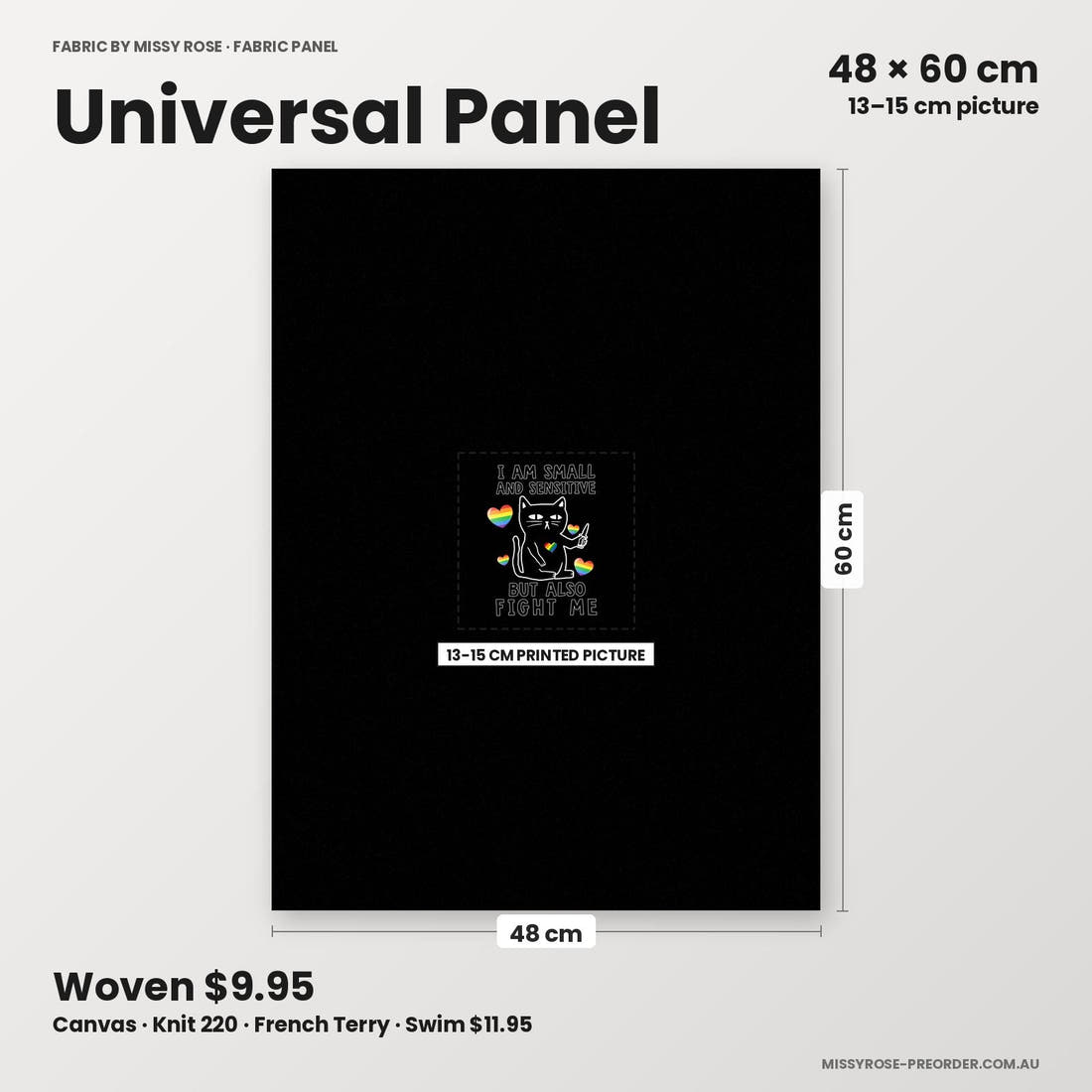 Profanity Fabric Panel 115 universal panel sizing – 13–15 cm printed picture on 48 × 60 cm fabric | Fabric by Missy Rose