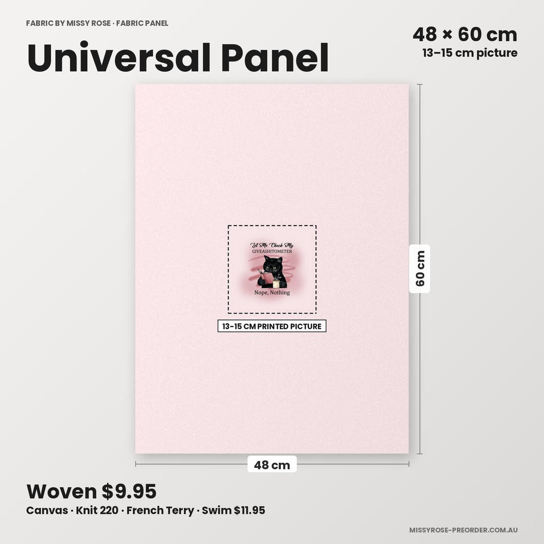 Profanity Fabric Panel 116 universal panel sizing – 13–15 cm printed picture on 48 × 60 cm fabric | Fabric by Missy Rose