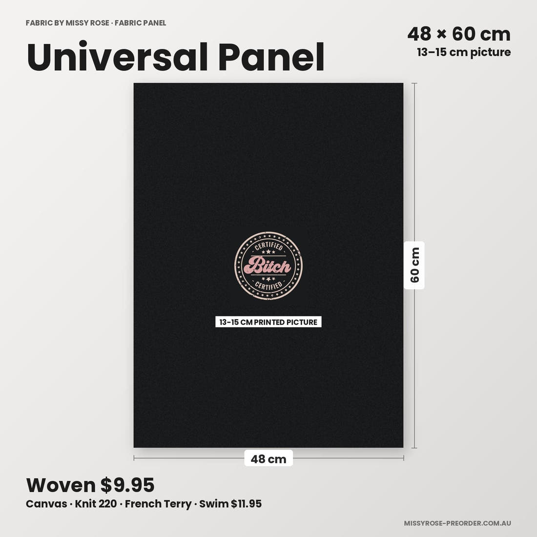 Profanity Fabric Panel 117 universal panel sizing – 13–15 cm printed picture on 48 × 60 cm fabric | Fabric by Missy Rose