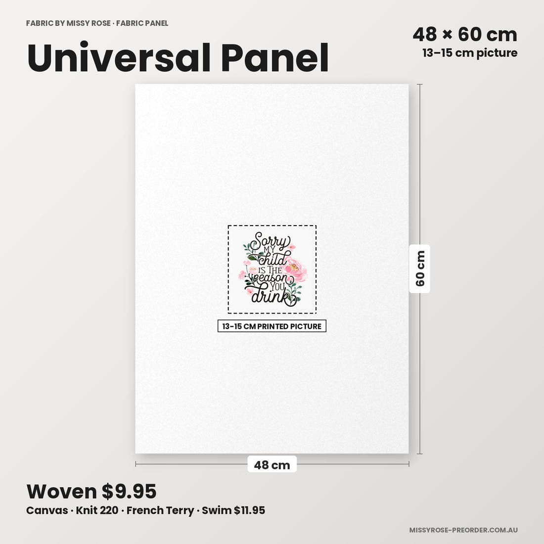 Profanity Fabric Panel 118 universal panel sizing – 13–15 cm printed picture on 48 × 60 cm fabric | Fabric by Missy Rose