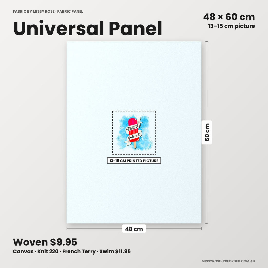 Profanity Fabric Panel 119 universal panel sizing – 13–15 cm printed picture on 48 × 60 cm fabric | Fabric by Missy Rose