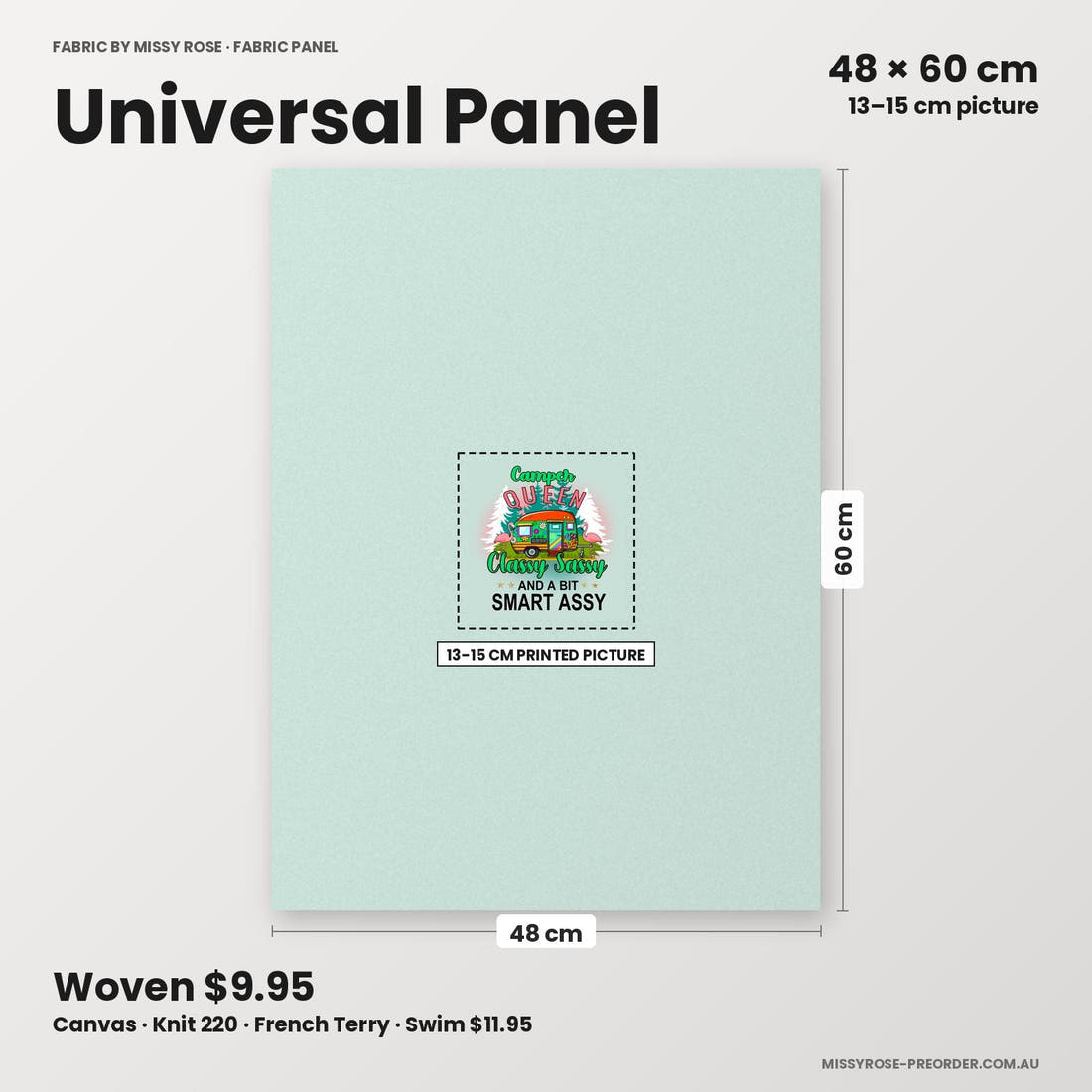 Profanity Fabric Panel 12 universal panel sizing – 13–15 cm printed picture on 48 × 60 cm fabric | Fabric by Missy Rose