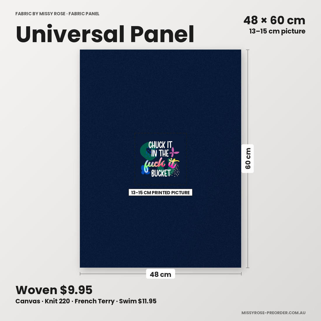 Profanity Fabric Panel 120 universal panel sizing – 13–15 cm printed picture on 48 × 60 cm fabric | Fabric by Missy Rose