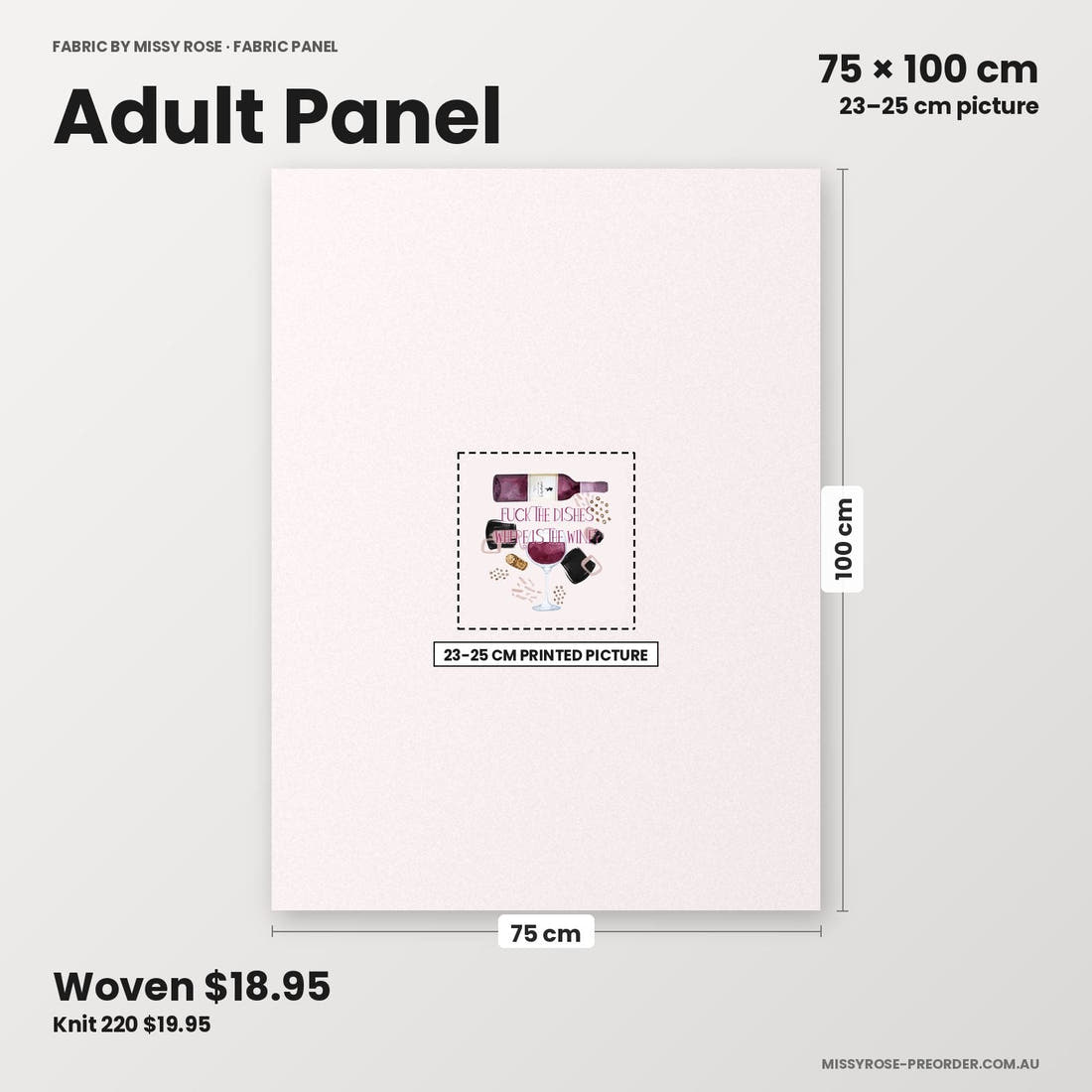 Profanity Fabric Panel 122 adult panel sizing – 23–25 cm printed picture on 75 × 100 cm fabric | Fabric by Missy Rose