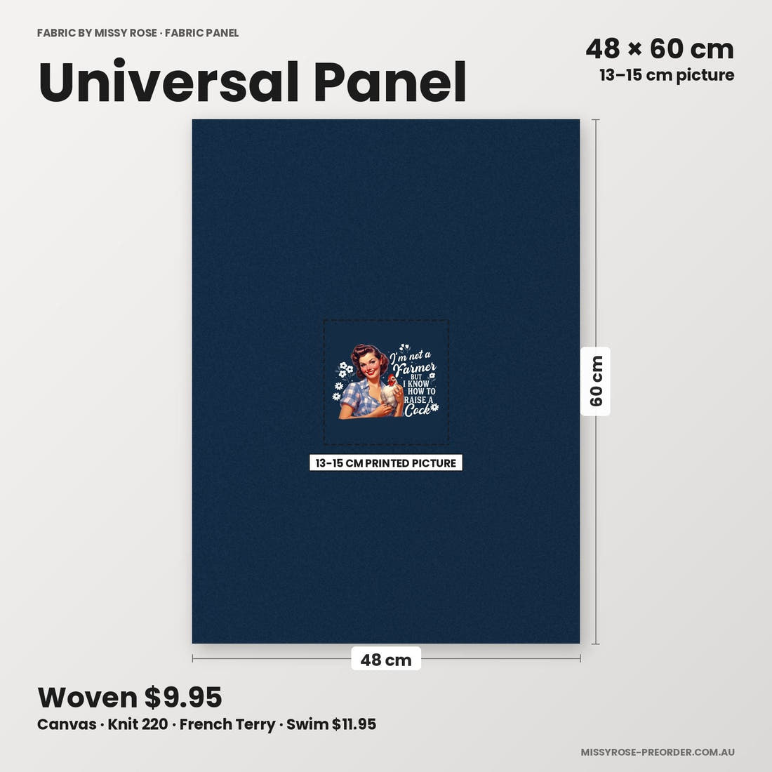 Profanity Fabric Panel 123 universal panel sizing – 13–15 cm printed picture on 48 × 60 cm fabric | Fabric by Missy Rose