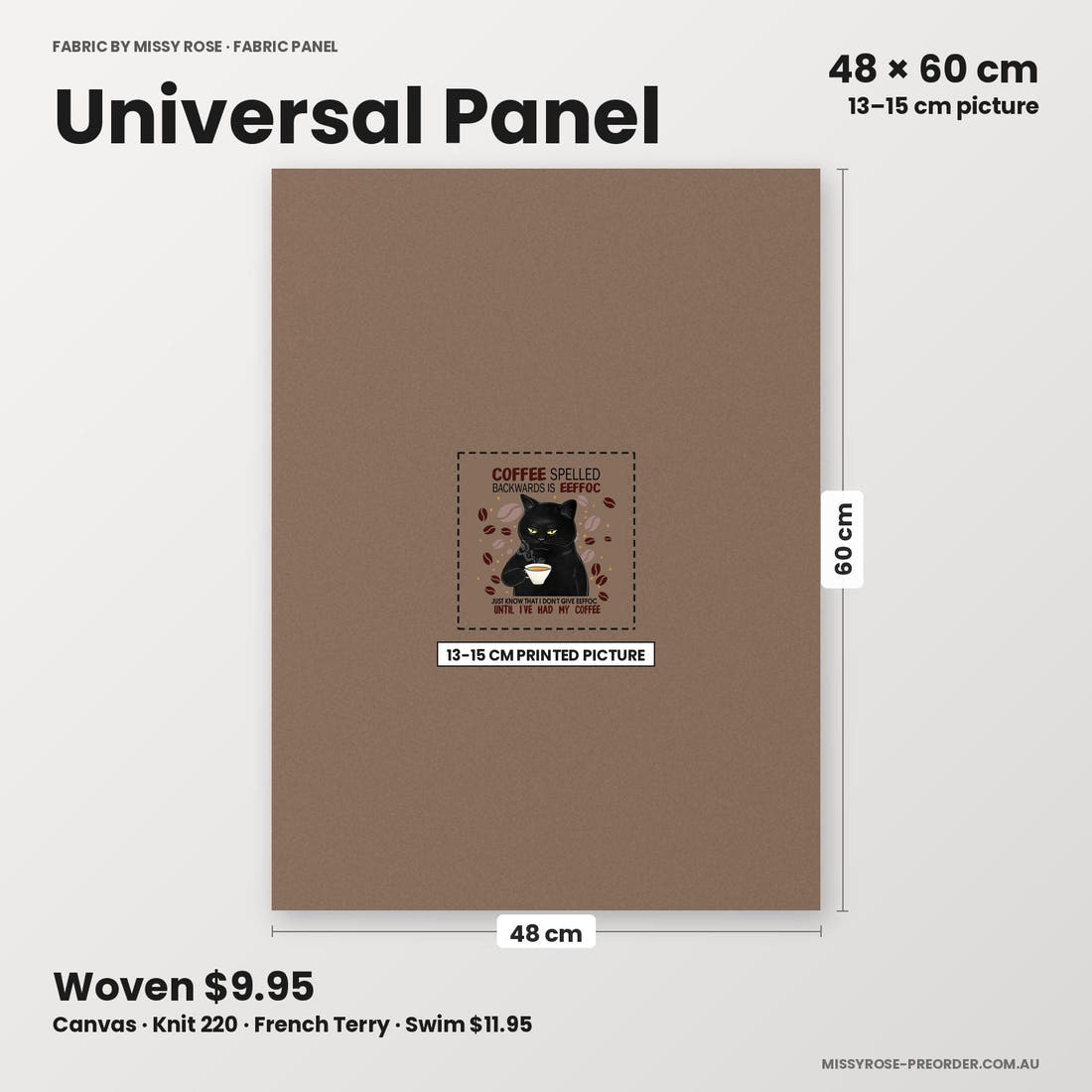 Profanity Fabric Panel 124 universal panel sizing – 13–15 cm printed picture on 48 × 60 cm fabric | Fabric by Missy Rose