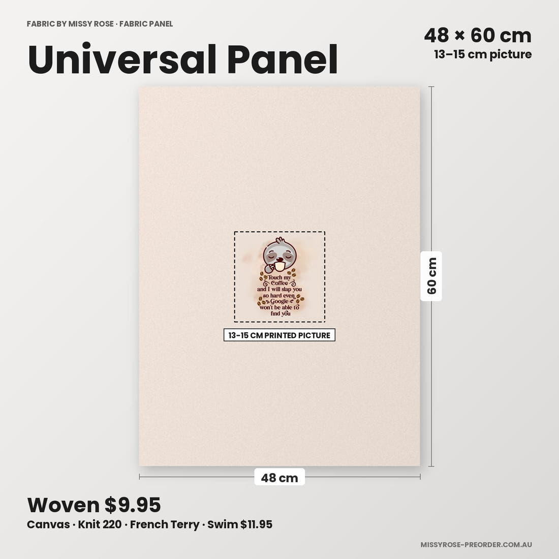 Profanity Fabric Panel 125 universal panel sizing – 13–15 cm printed picture on 48 × 60 cm fabric | Fabric by Missy Rose