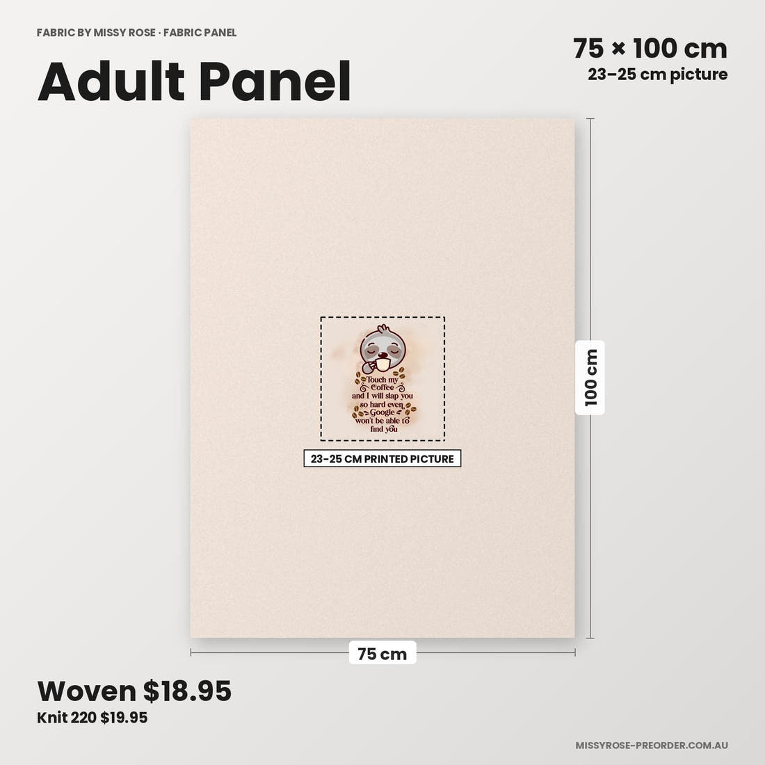 Profanity Fabric Panel 125 adult panel sizing – 23–25 cm printed picture on 75 × 100 cm fabric | Fabric by Missy Rose