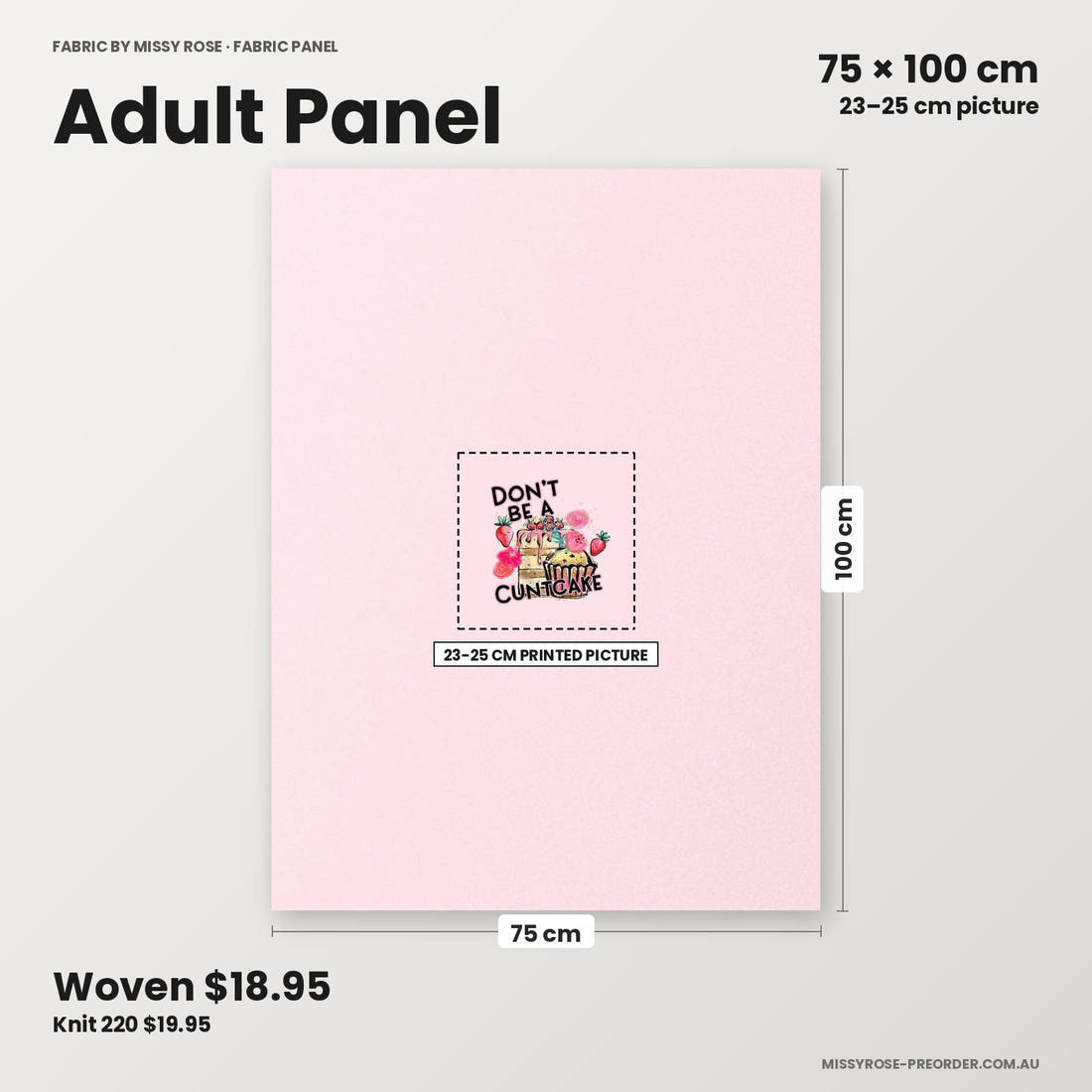 Profanity Fabric Panel 131 adult panel sizing – 23–25 cm printed picture on 75 × 100 cm fabric | Fabric by Missy Rose