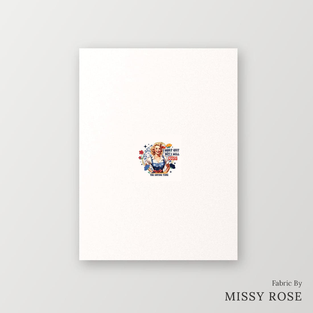 Profanity Fabric Panel 133 – printed fabric panel with centred picture, custom printed to order | Fabric by Missy Rose