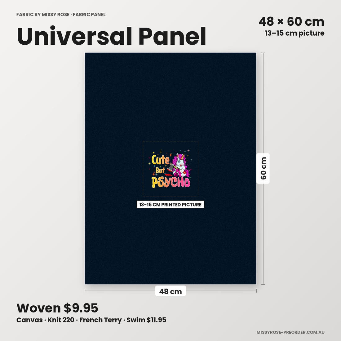 Profanity Fabric Panel 134 universal panel sizing – 13–15 cm printed picture on 48 × 60 cm fabric | Fabric by Missy Rose