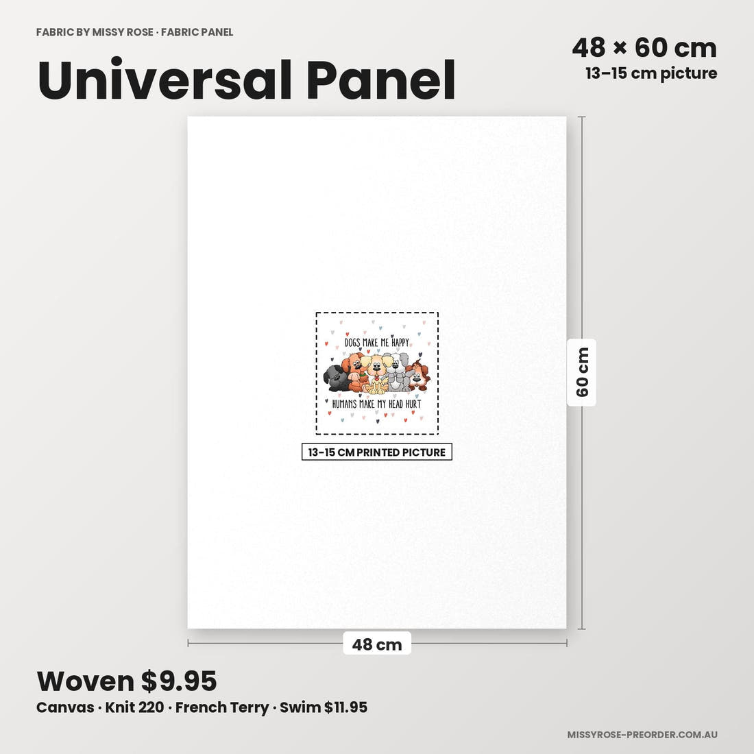 Profanity Fabric Panel 141 universal panel sizing – 13–15 cm printed picture on 48 × 60 cm fabric | Fabric by Missy Rose