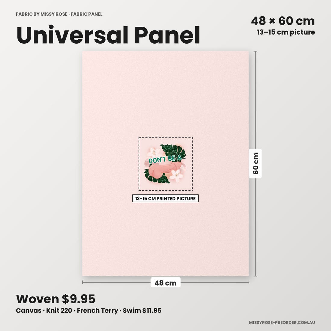 Profanity Fabric Panel 143 universal panel sizing – 13–15 cm printed picture on 48 × 60 cm fabric | Fabric by Missy Rose