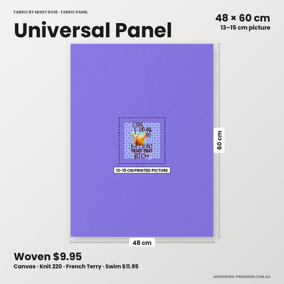 Profanity Fabric Panel 145 universal panel sizing – 13–15 cm printed picture on 48 × 60 cm fabric | Fabric by Missy Rose