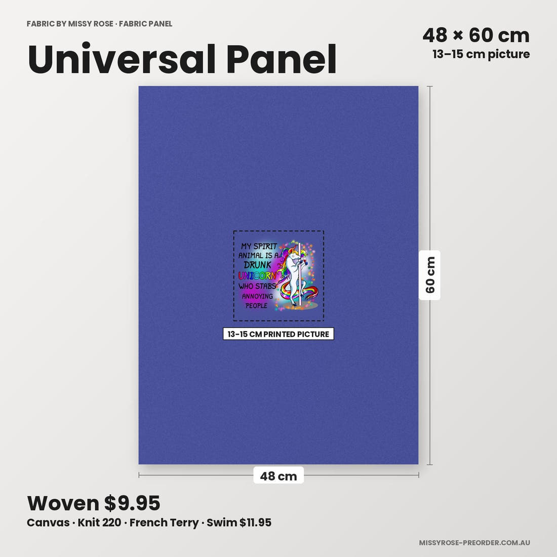 Profanity Fabric Panel 146 universal panel sizing – 13–15 cm printed picture on 48 × 60 cm fabric | Fabric by Missy Rose