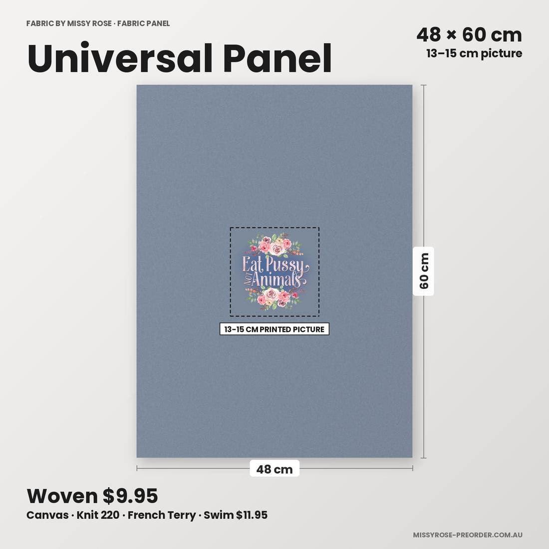 Profanity Fabric Panel 151 universal panel sizing – 13–15 cm printed picture on 48 × 60 cm fabric | Fabric by Missy Rose