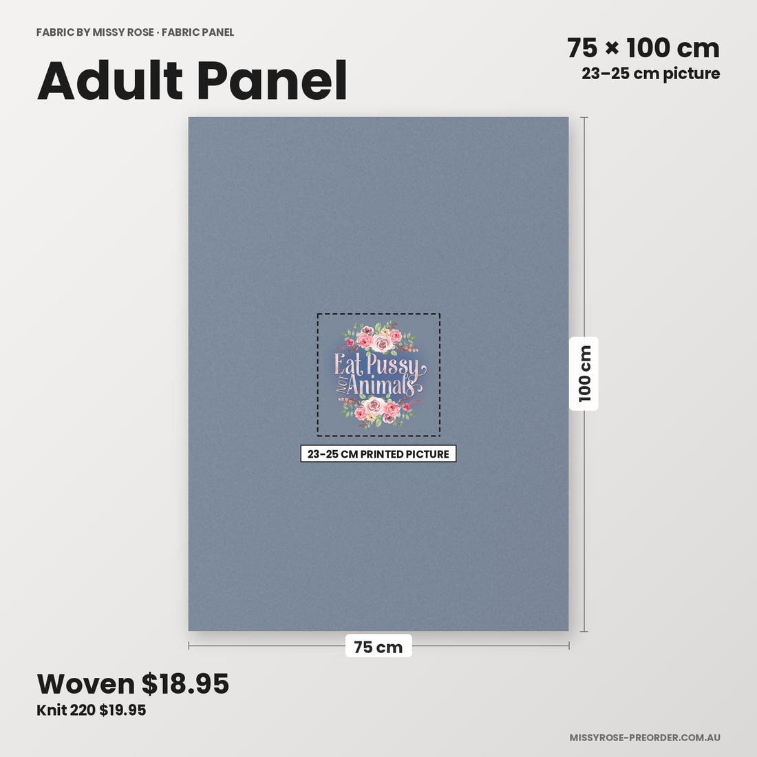 Profanity Fabric Panel 151 adult panel sizing – 23–25 cm printed picture on 75 × 100 cm fabric | Fabric by Missy Rose