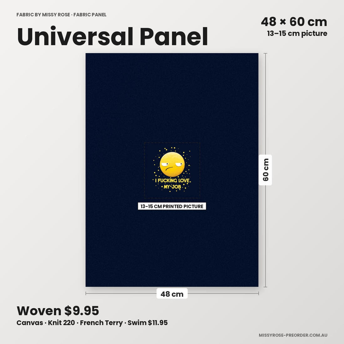 Profanity Fabric Panel 152 universal panel sizing – 13–15 cm printed picture on 48 × 60 cm fabric | Fabric by Missy Rose