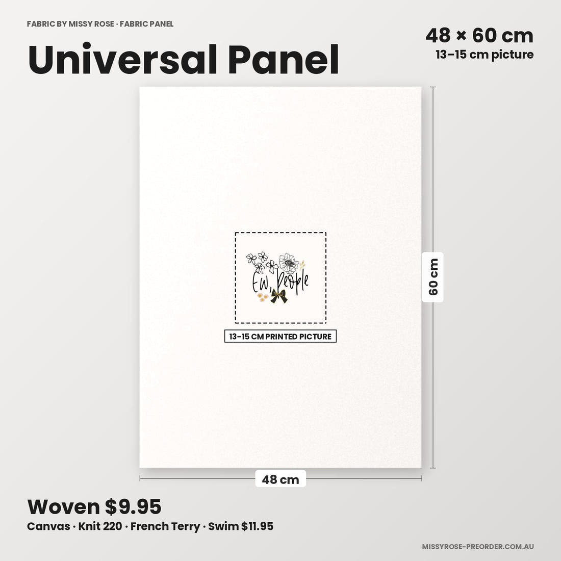 Profanity Fabric Panel 153 universal panel sizing – 13–15 cm printed picture on 48 × 60 cm fabric | Fabric by Missy Rose
