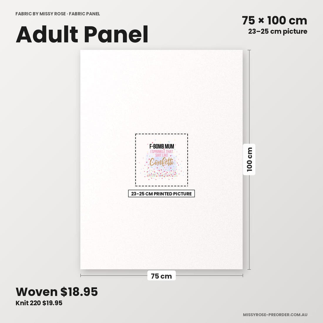 Profanity Fabric Panel 156 adult panel sizing – 23–25 cm printed picture on 75 × 100 cm fabric | Fabric by Missy Rose