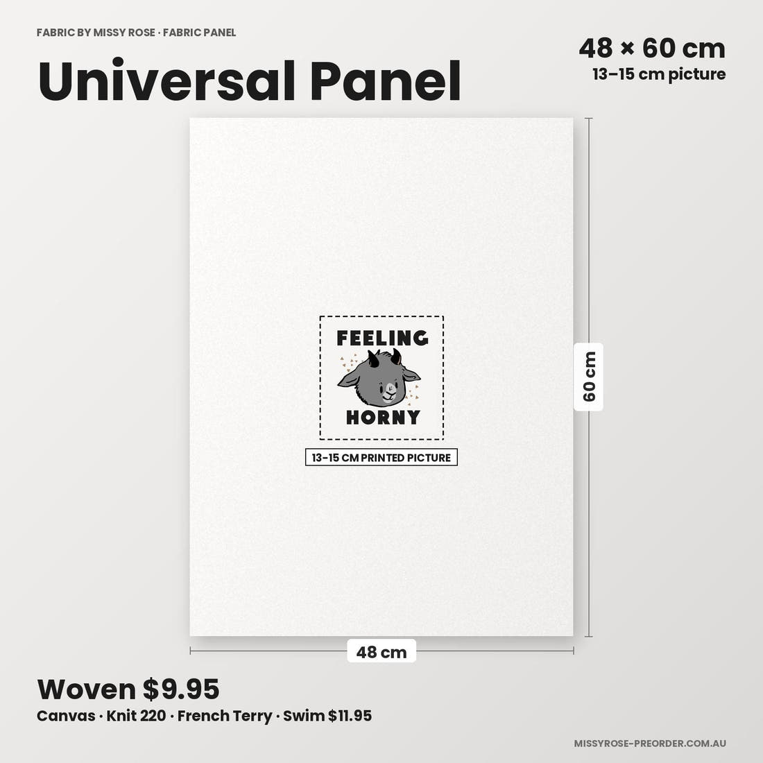 Profanity Fabric Panel 157 universal panel sizing – 13–15 cm printed picture on 48 × 60 cm fabric | Fabric by Missy Rose