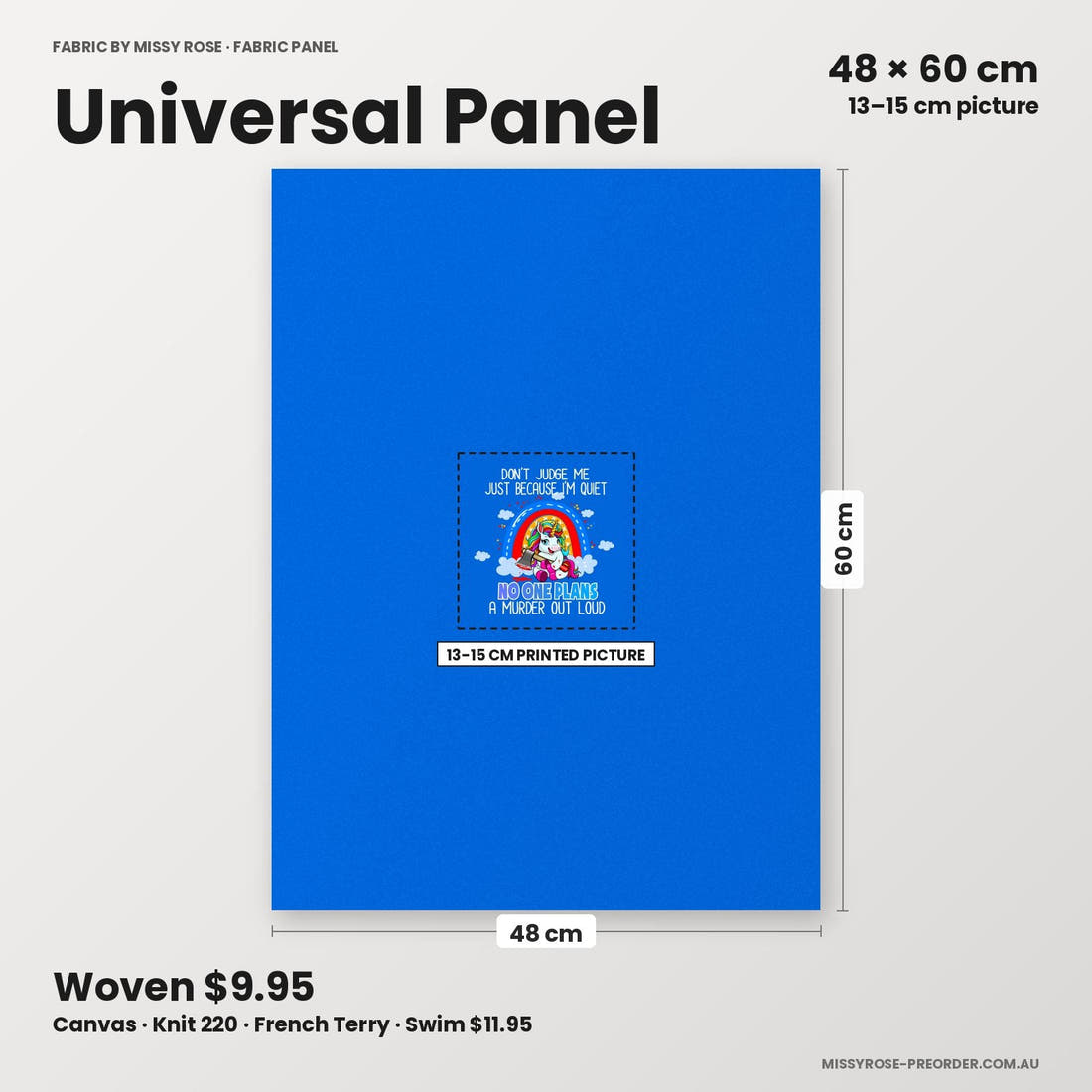 Profanity Fabric Panel 16 universal panel sizing – 13–15 cm printed picture on 48 × 60 cm fabric | Fabric by Missy Rose