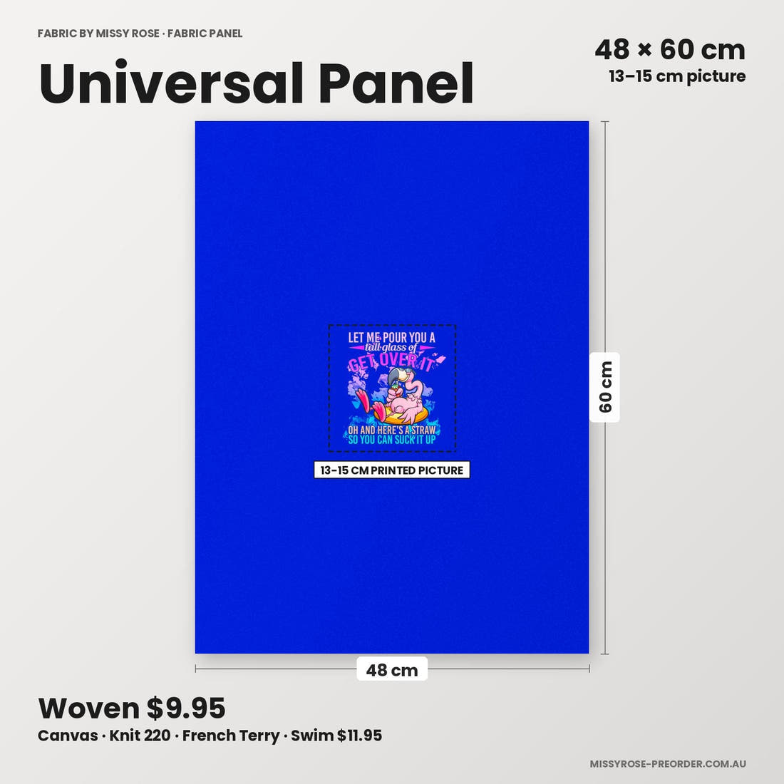Profanity Fabric Panel 160 universal panel sizing – 13–15 cm printed picture on 48 × 60 cm fabric | Fabric by Missy Rose