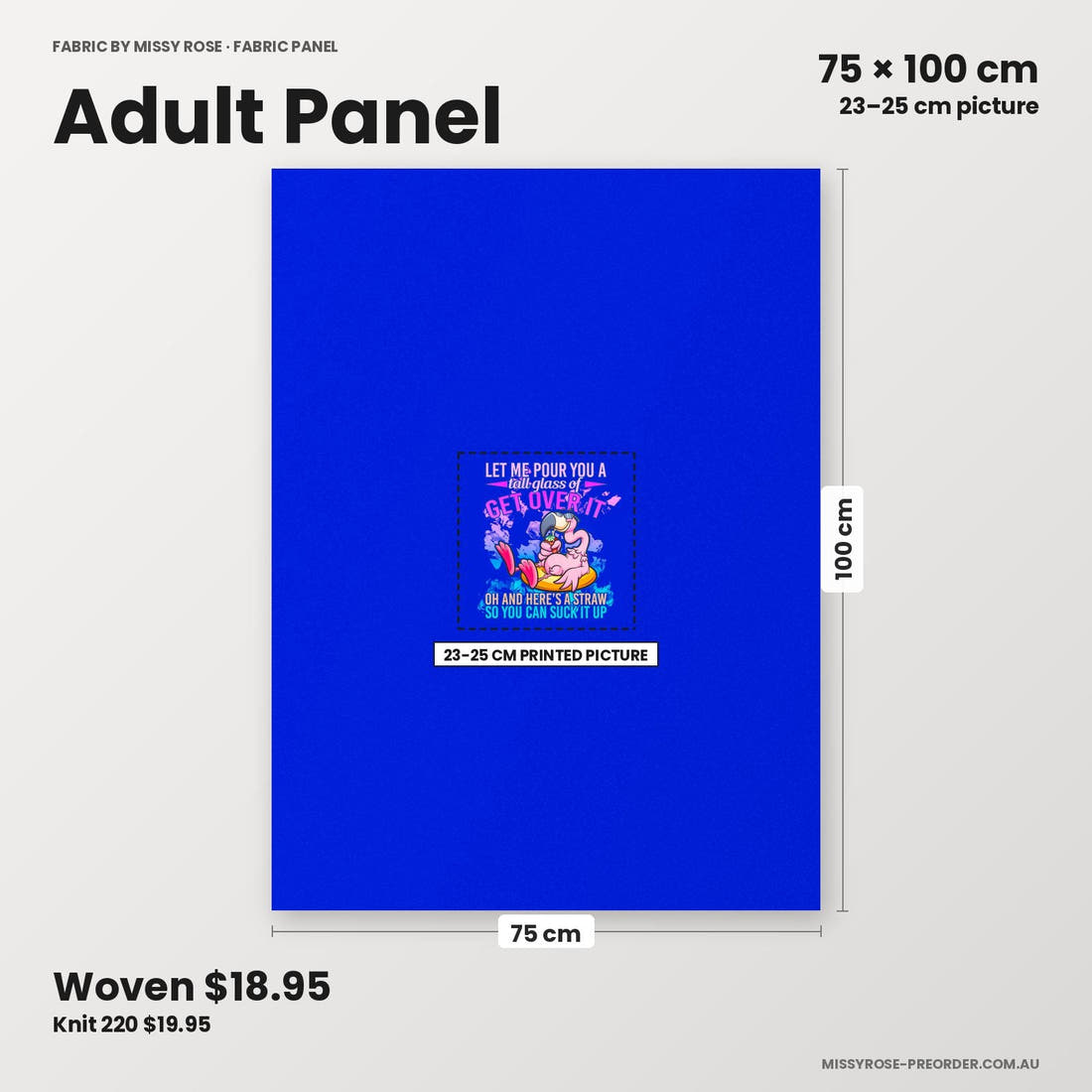 Profanity Fabric Panel 160 adult panel sizing – 23–25 cm printed picture on 75 × 100 cm fabric | Fabric by Missy Rose