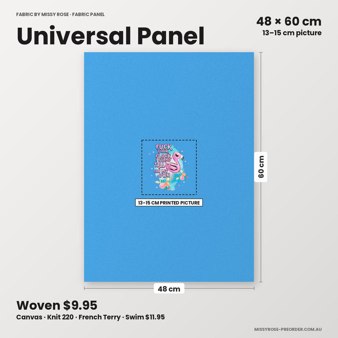 Profanity Fabric Panel 161 universal panel sizing – 13–15 cm printed picture on 48 × 60 cm fabric | Fabric by Missy Rose