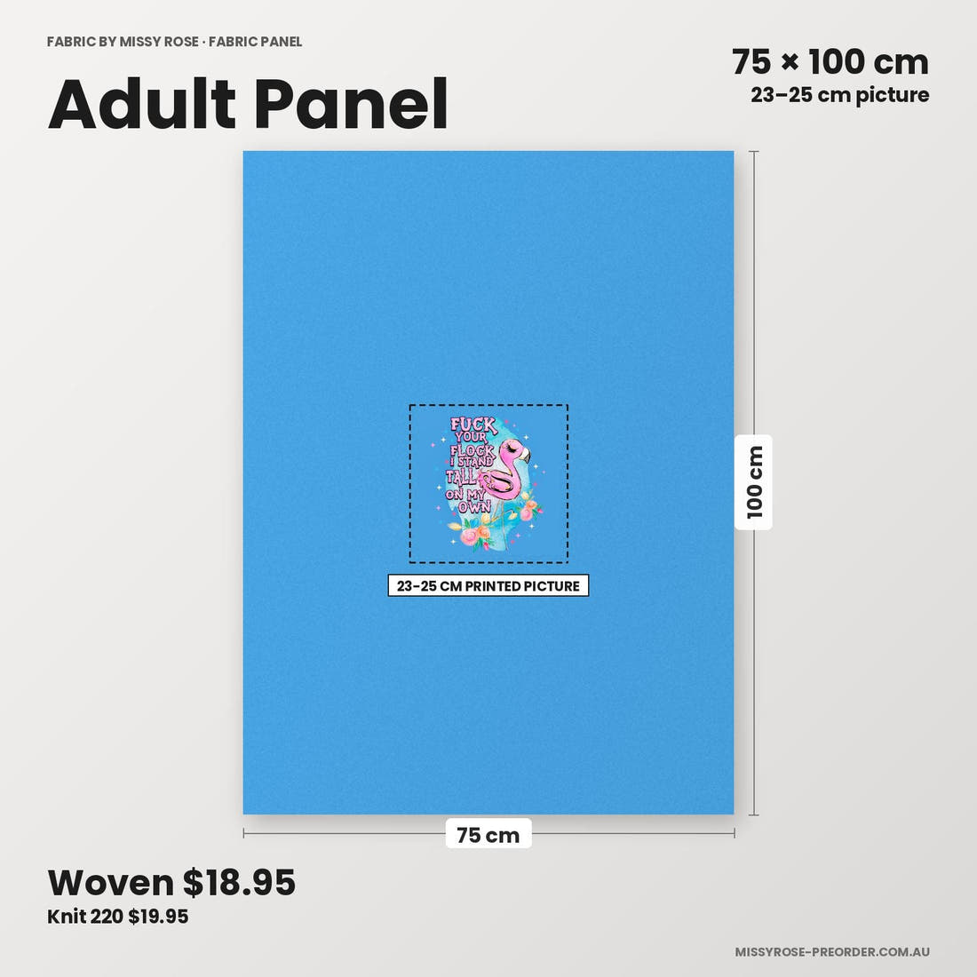 Profanity Fabric Panel 161 adult panel sizing – 23–25 cm printed picture on 75 × 100 cm fabric | Fabric by Missy Rose