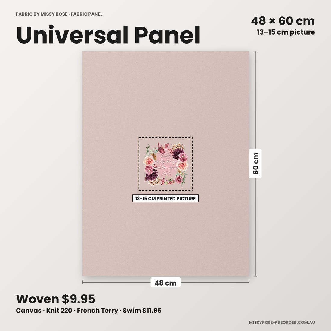 Profanity Fabric Panel 163 universal panel sizing – 13–15 cm printed picture on 48 × 60 cm fabric | Fabric by Missy Rose