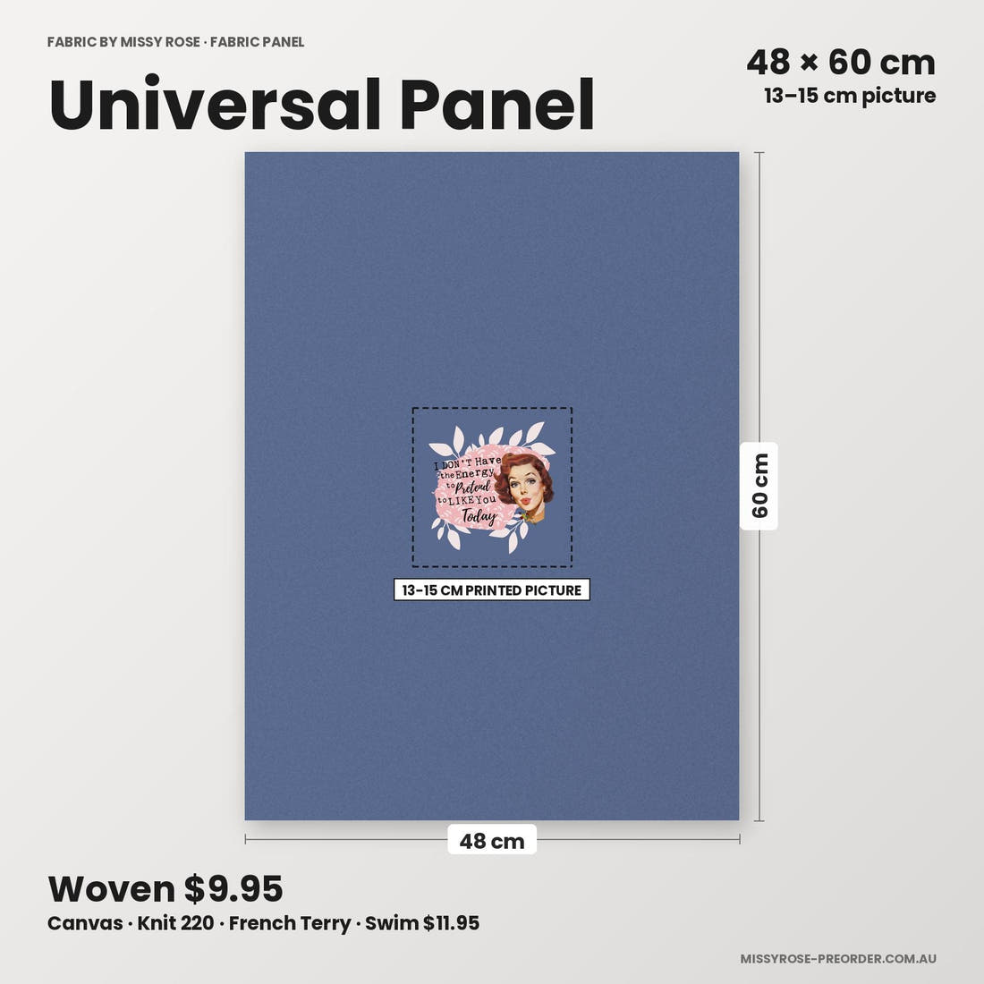 Profanity Fabric Panel 164 universal panel sizing – 13–15 cm printed picture on 48 × 60 cm fabric | Fabric by Missy Rose