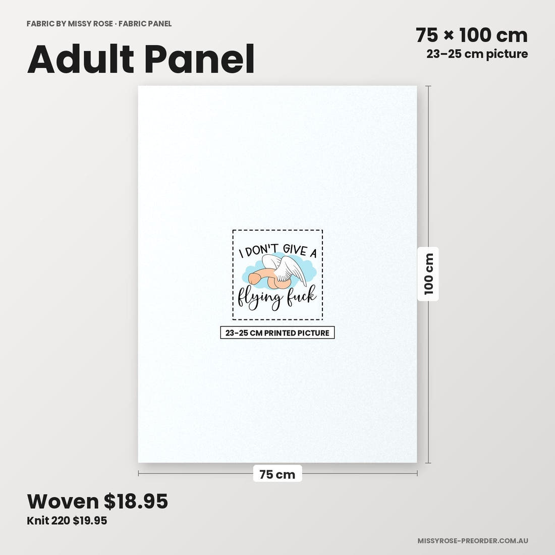 Profanity Fabric Panel 165 adult panel sizing – 23–25 cm printed picture on 75 × 100 cm fabric | Fabric by Missy Rose