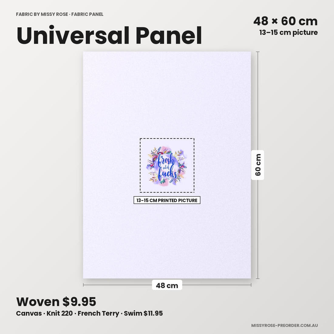 Profanity Fabric Panel 170 universal panel sizing – 13–15 cm printed picture on 48 × 60 cm fabric | Fabric by Missy Rose
