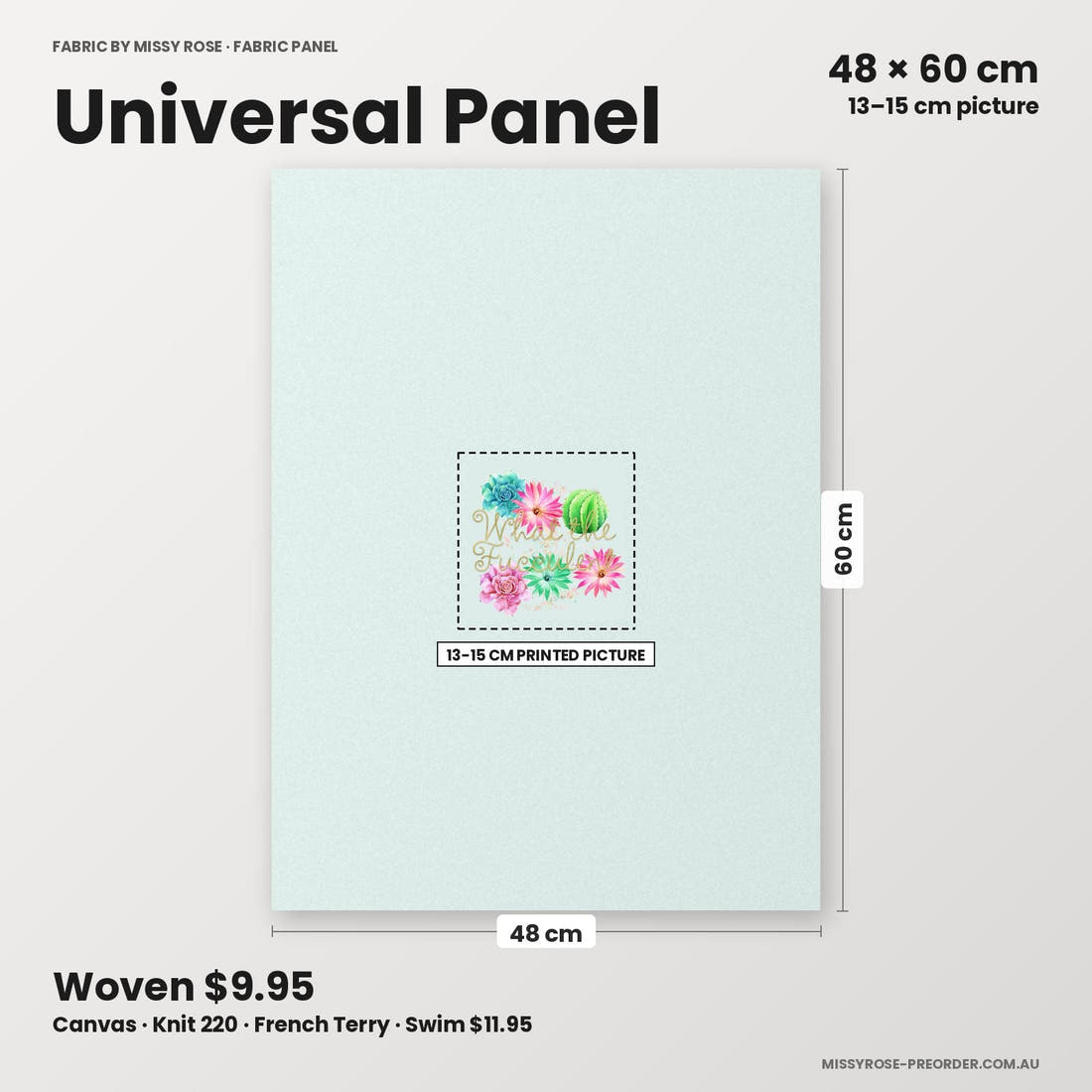 Profanity Fabric Panel 172 universal panel sizing – 13–15 cm printed picture on 48 × 60 cm fabric | Fabric by Missy Rose