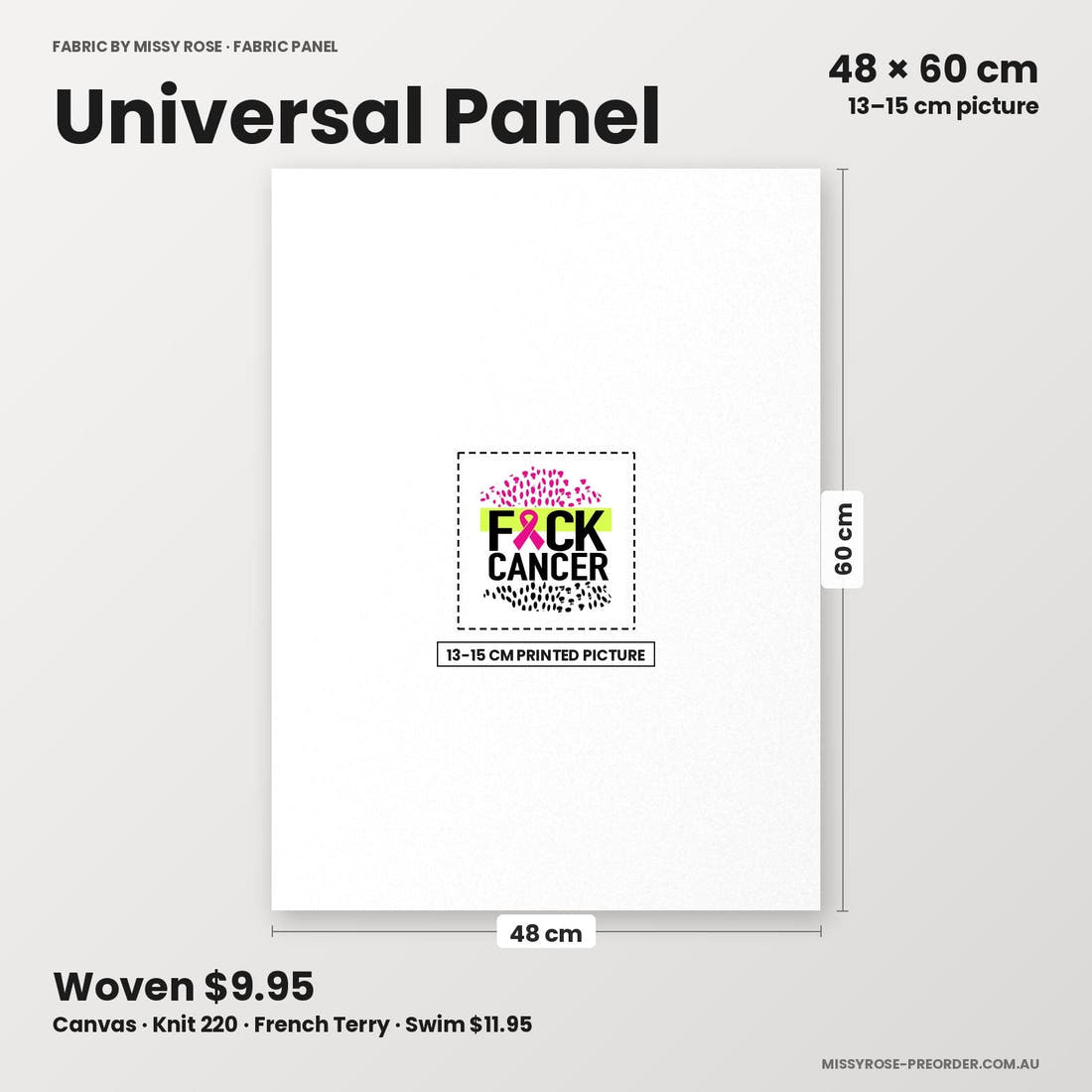 Profanity Fabric Panel 175 universal panel sizing – 13–15 cm printed picture on 48 × 60 cm fabric | Fabric by Missy Rose