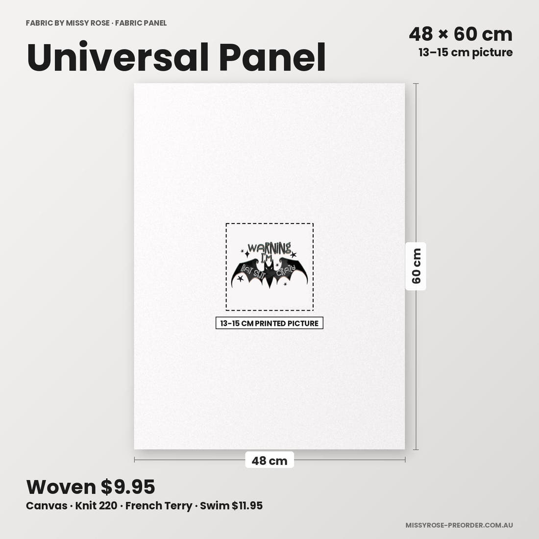Profanity Fabric Panel 18 universal panel sizing – 13–15 cm printed picture on 48 × 60 cm fabric | Fabric by Missy Rose