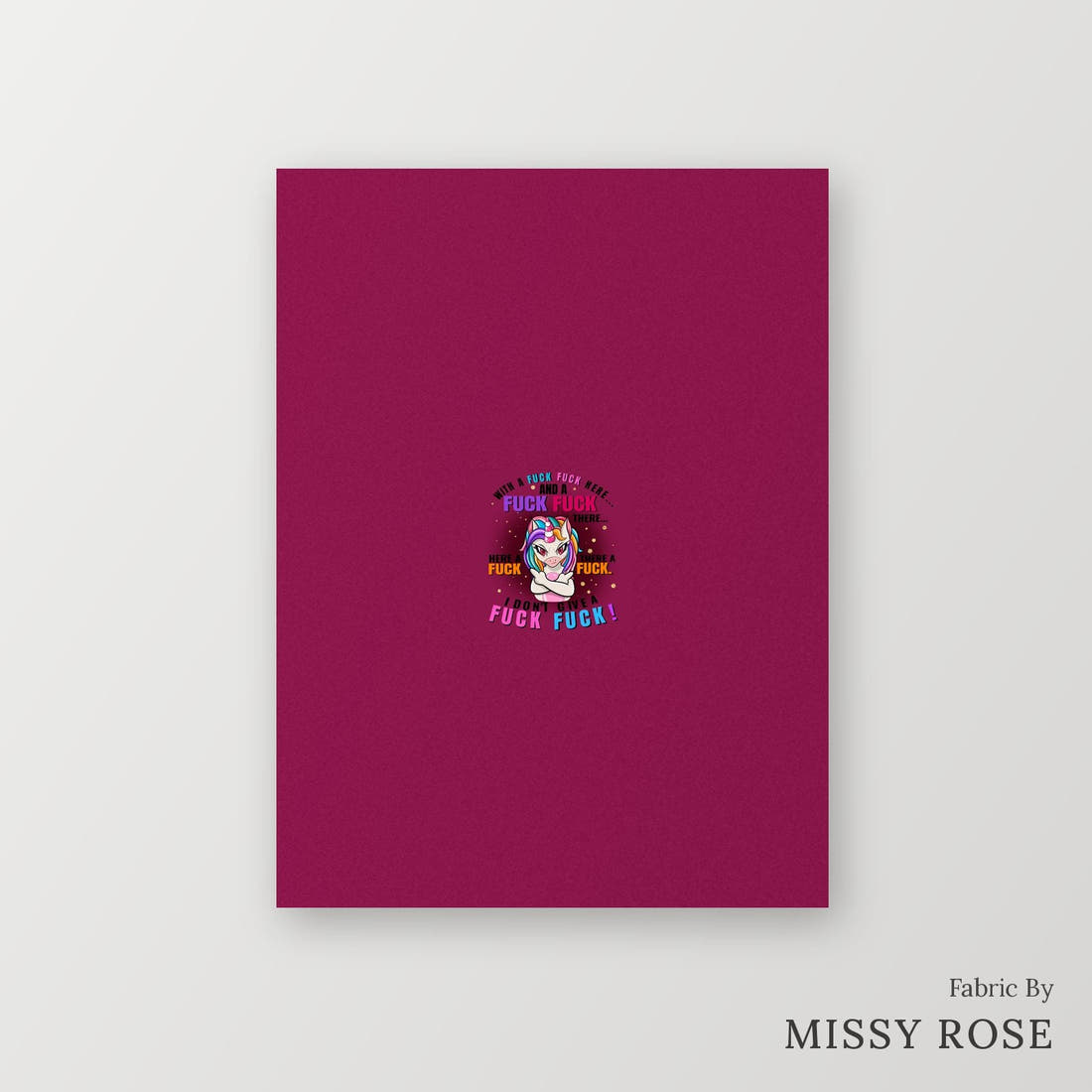 Profanity Fabric Panel 182 – printed fabric panel with centred picture, custom printed to order | Fabric by Missy Rose