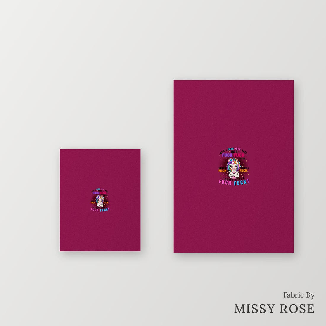 Profanity Fabric Panel 182 – universal and adult panel sizes side by side | Fabric by Missy Rose